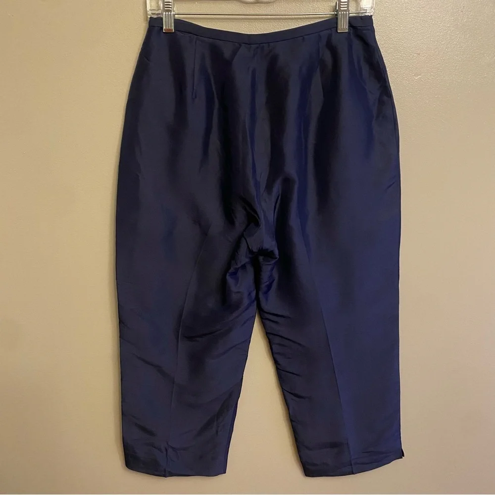 Lauren Ralph Lauren Silk Pants Navy Dress  Size 8 Petite